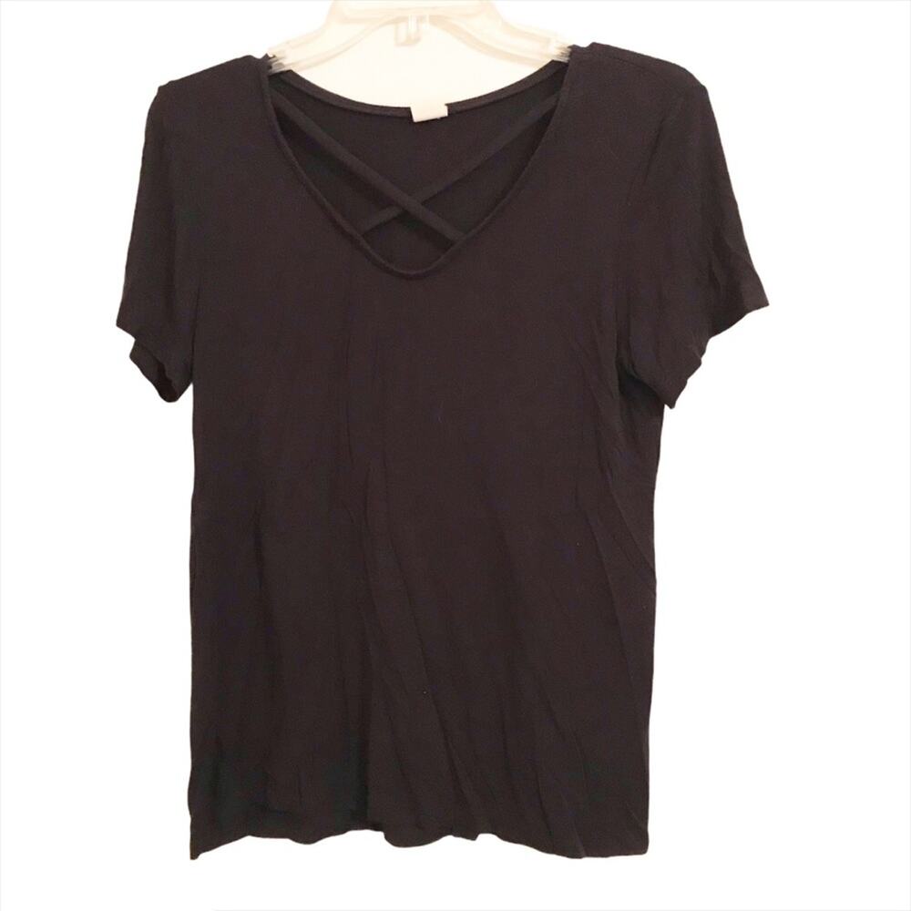 Darling Blue T Shirt with Cross Strap Neckline